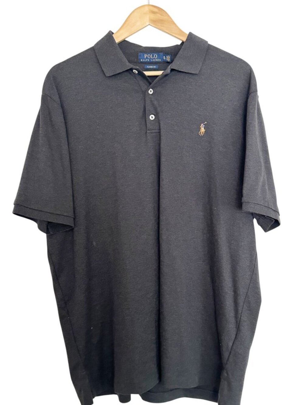 Polo Ralph Lauren Shirt Men XL Charcoal Gray Classic Fit Short Sleeve Flesh Pony
